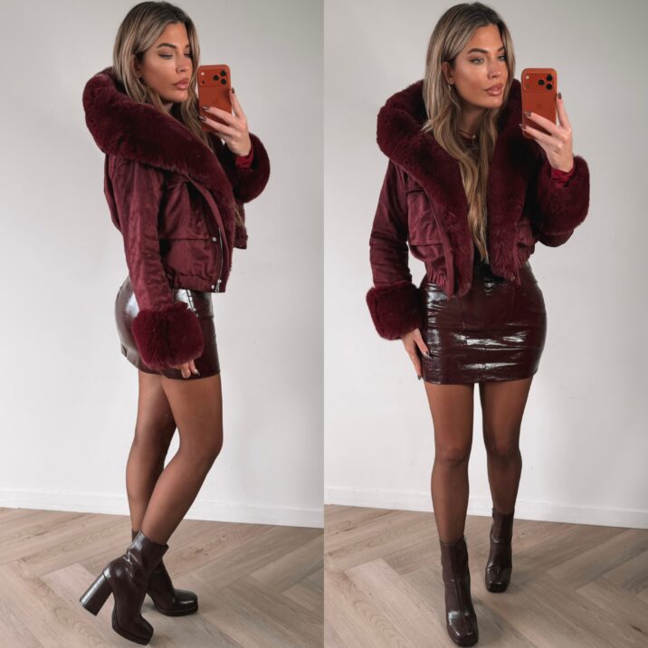 Suede Furry Winterjacket - Bordeaux