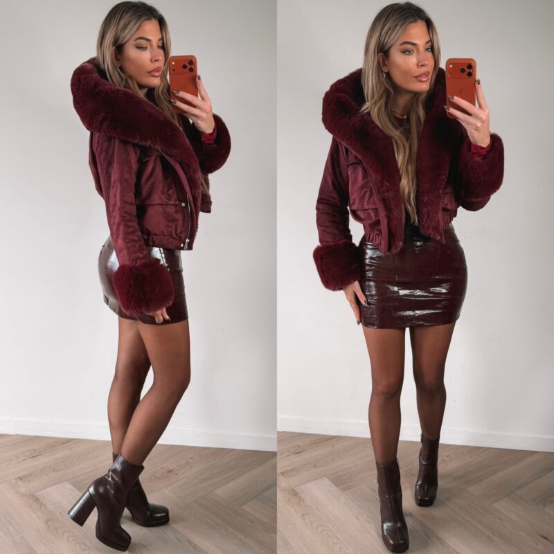Suede Furry Winterjacket - Bordeaux