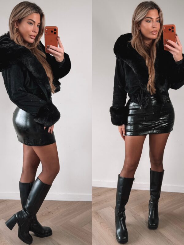 Suede Furry Winterjacket - Black