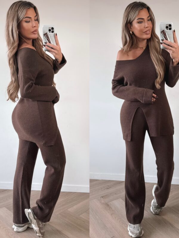Knitted Flair Suit - Choco
