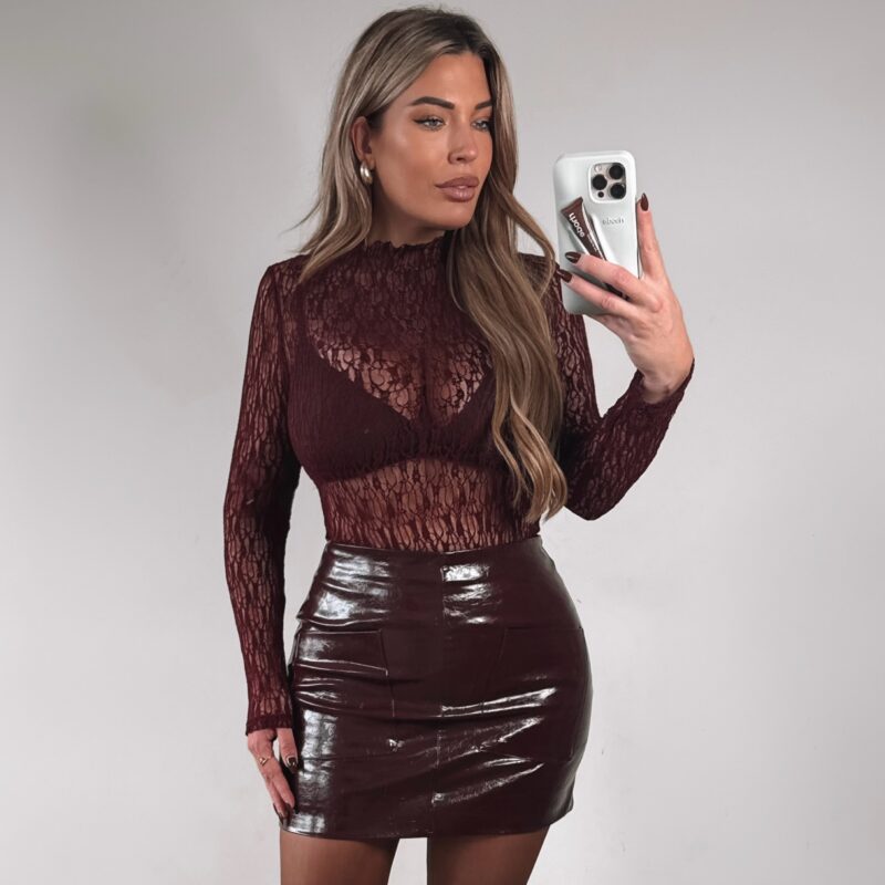 Lace Date Top - Bordeaux