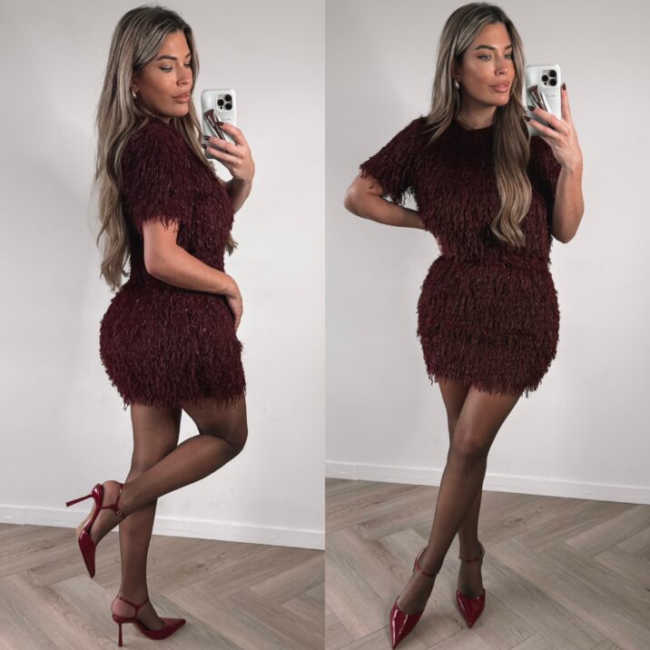 Fluffy Lurex Top - Bordeaux