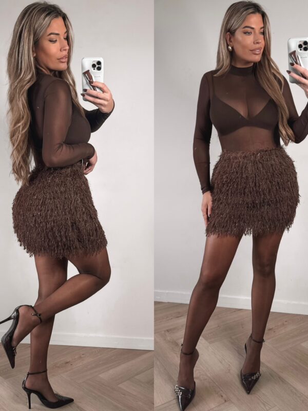 Fluffy Lurex Skirt - Choco