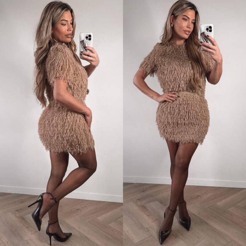 Fluffy Lurex Top - Beige