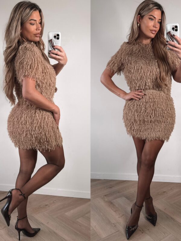 Fluffy Lurex Top - Beige