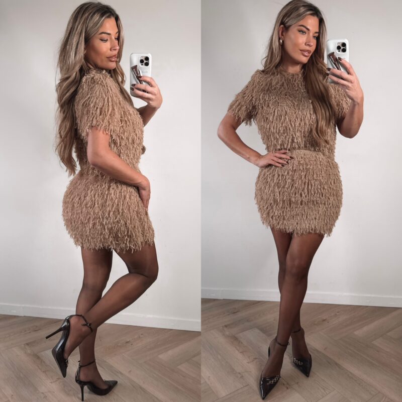 Fluffy Lurex Top - Beige