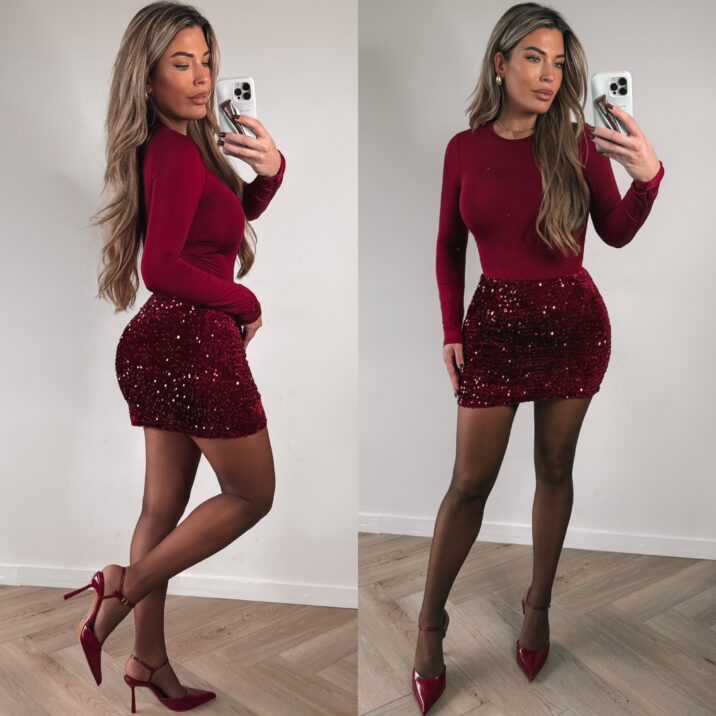 Paillet skirt - Bordo