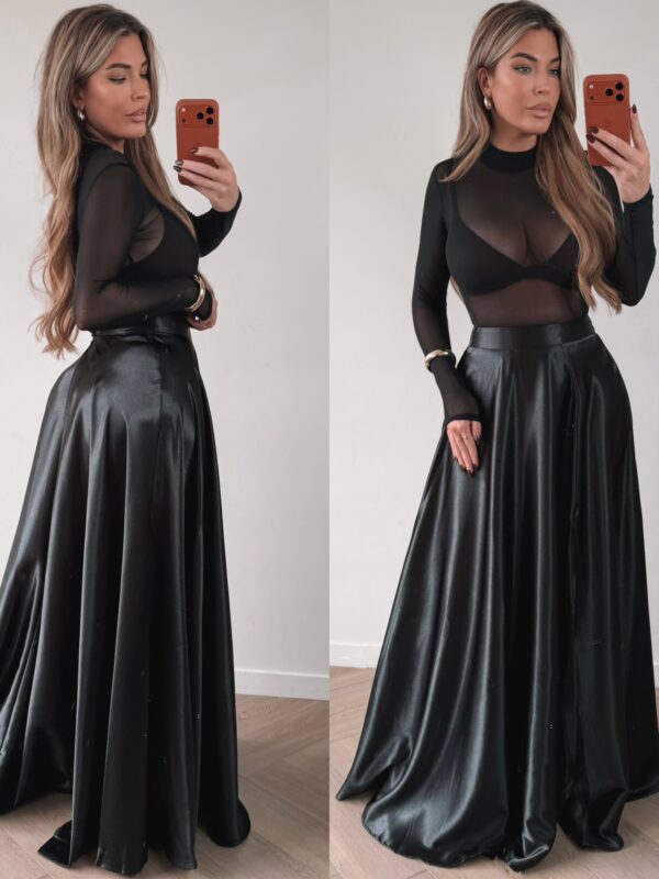 Satin maxi skirt - Black