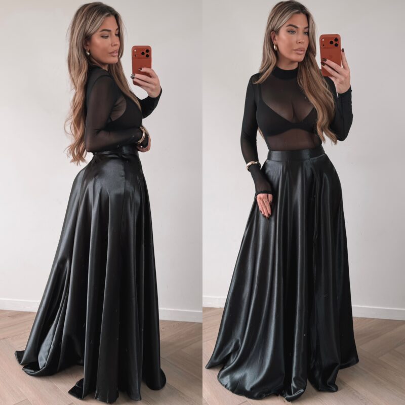 Satin maxi skirt - Black