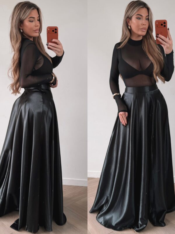 Satin maxi skirt - Black