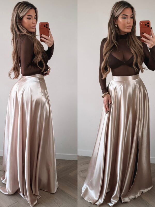 Satin maxi skirt - Beige