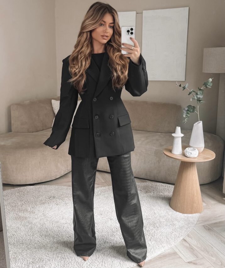Oversized taille blazer - Black