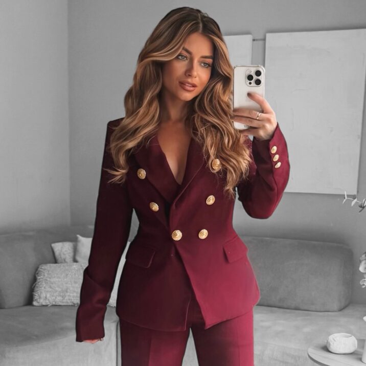 Gold button blazer - Bordo
