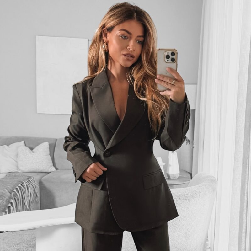 Classic Getailleerde Blazer - Choco