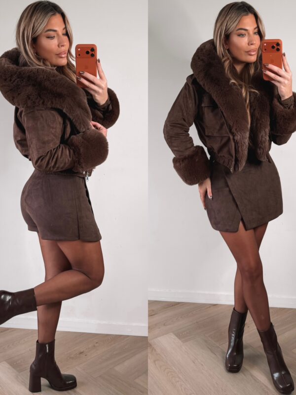 Suede Furry Winterjacket - Choco