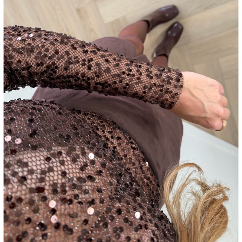 Sequin Mesh top - Choco