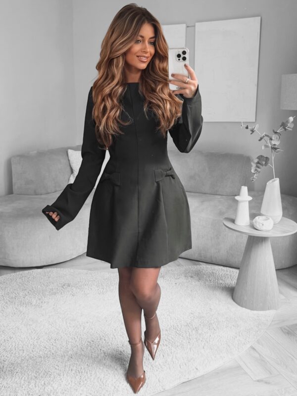 Bow Peplum dress - black
