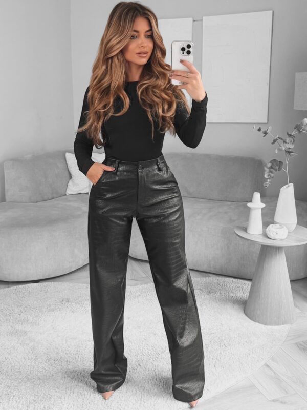 Croco leather pants - Black