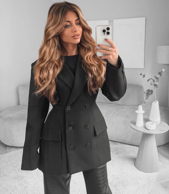 Oversized taille blazer - Black