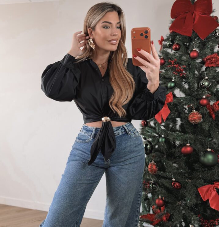 Gold knot Blouse - Black