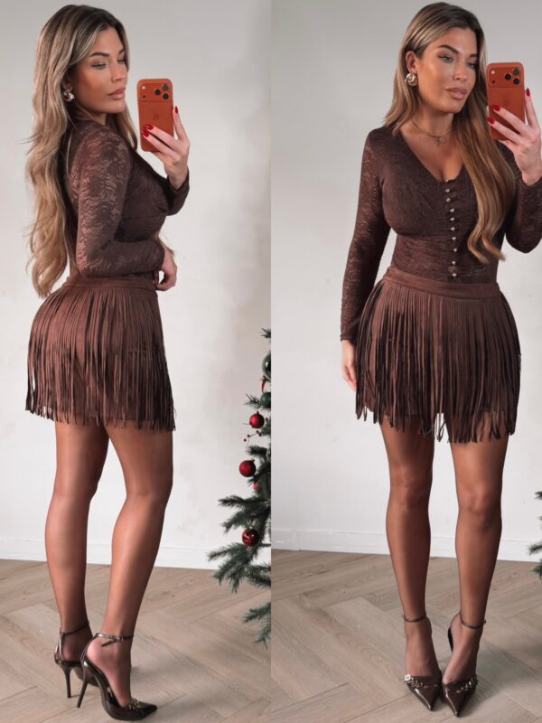 Sierra Franje skirt - Choco