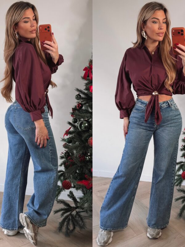 Gold knot Blouse - Aubergine