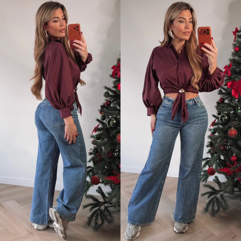 Gold knot Blouse - Aubergine