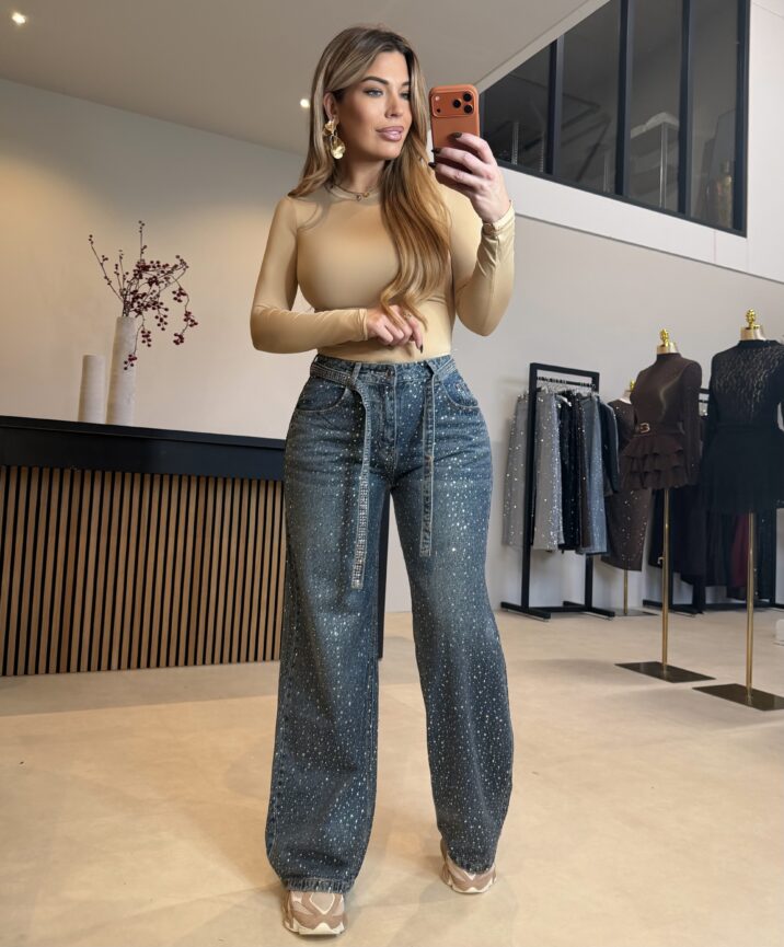 Diamond jeans with diamond belt - DarkBlue