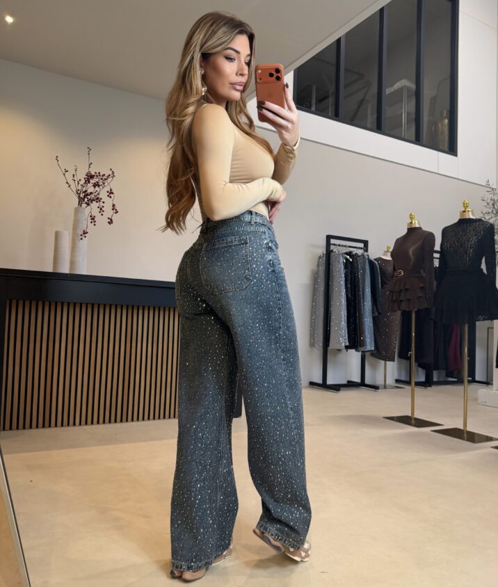 Diamond jeans with diamond belt - DarkBlue