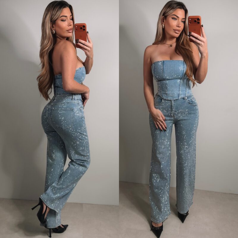 Diamond Strapless Top - Blue