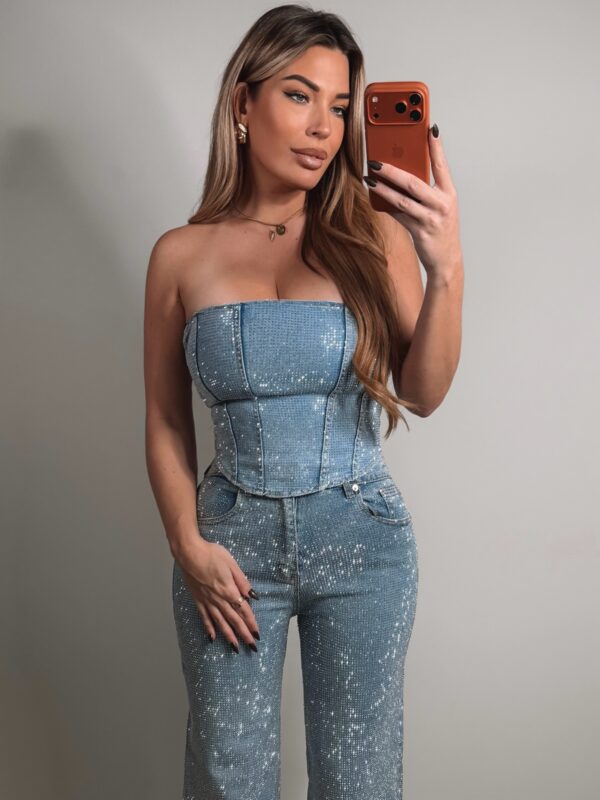 Diamond Strapless Top - Blue