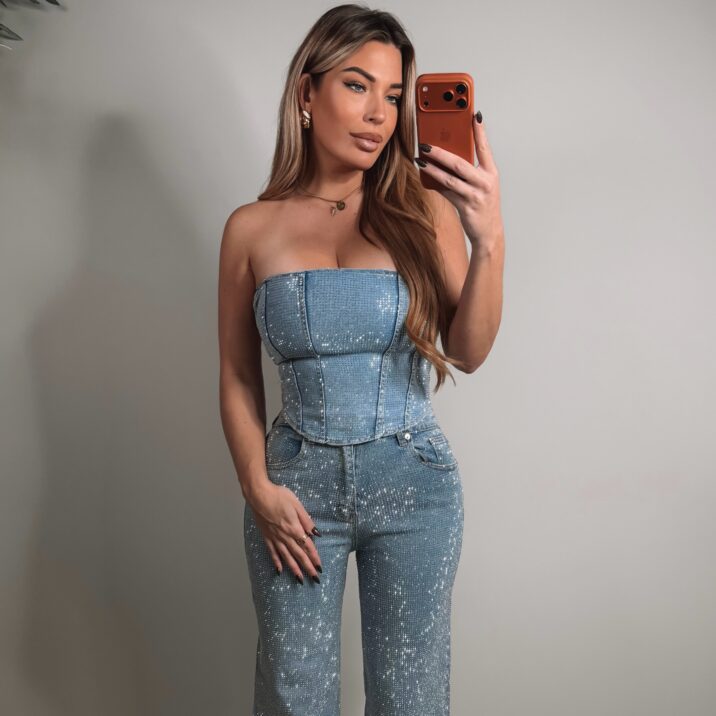 Diamond Strapless Top - Blue