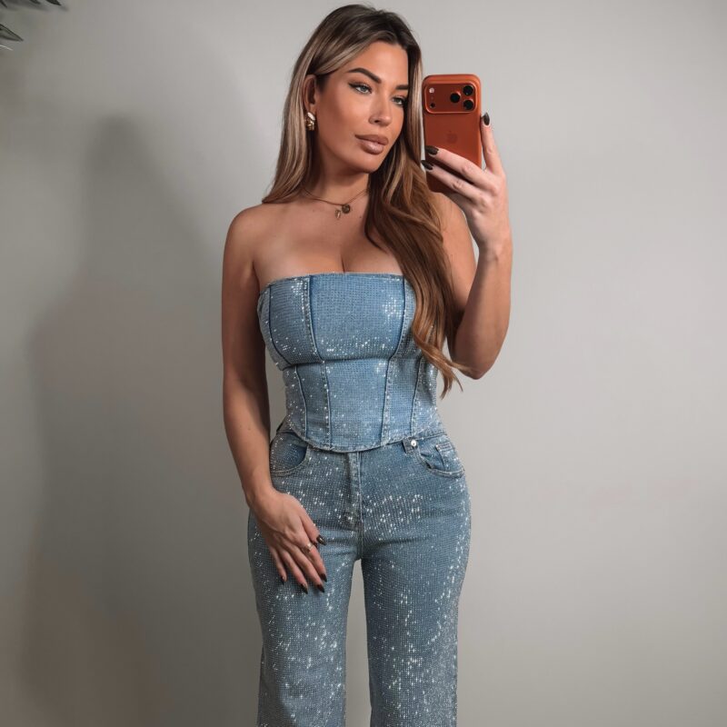 Diamond Strapless Top - Blue