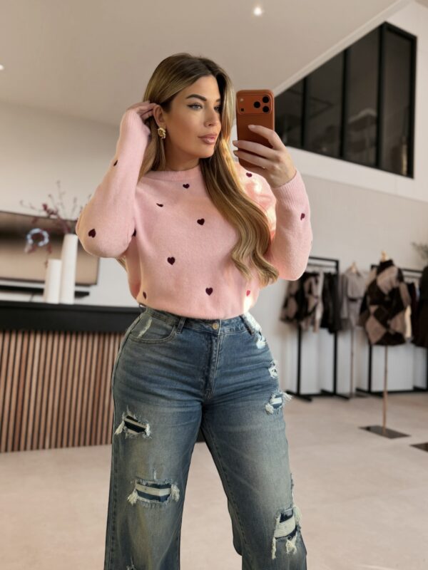 Hearts Detail sweater - Pink