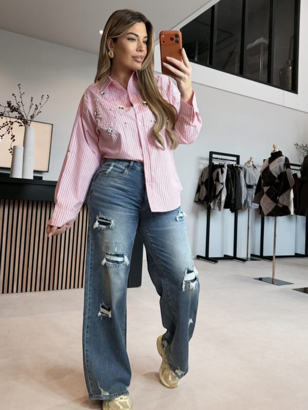 Striped Pearl blouse - Pink