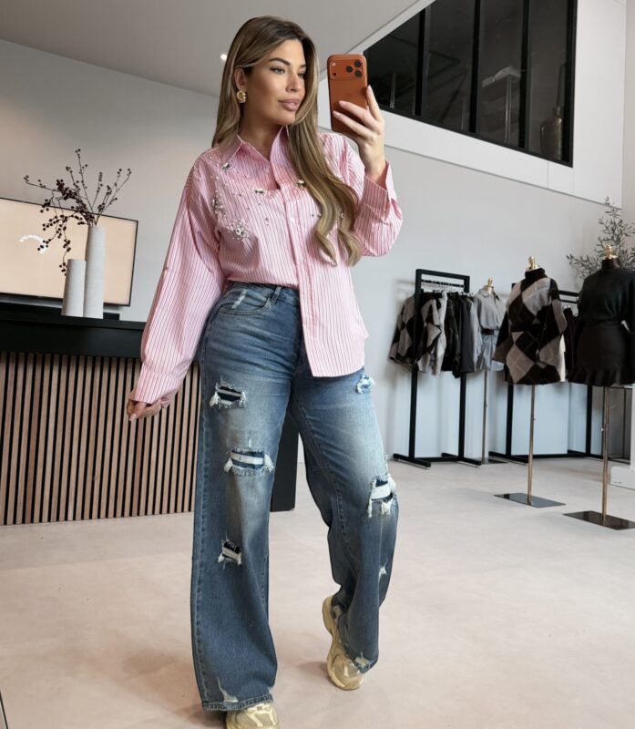 Striped Pearl blouse - Pink