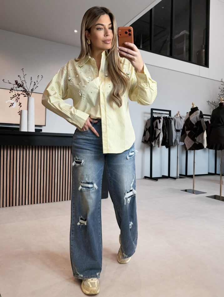 Striped Pearl blouse - Yellow