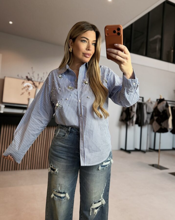 Striped Pearl blouse - Blue