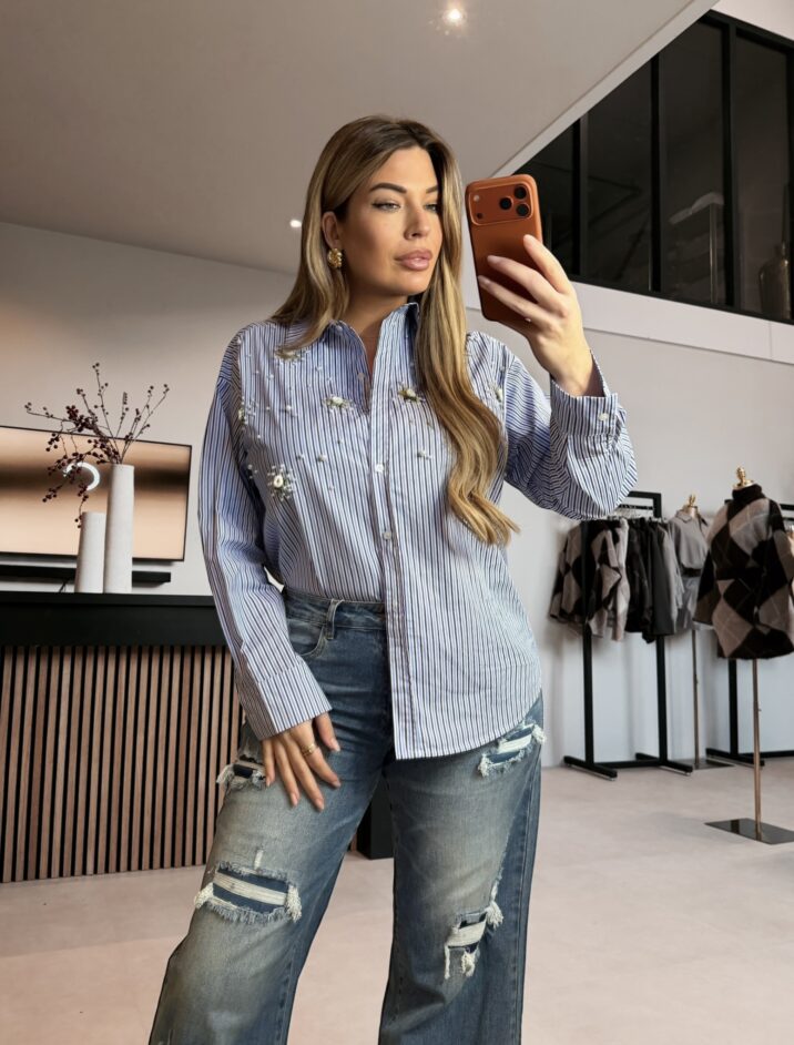 Striped Pearl blouse - Blue