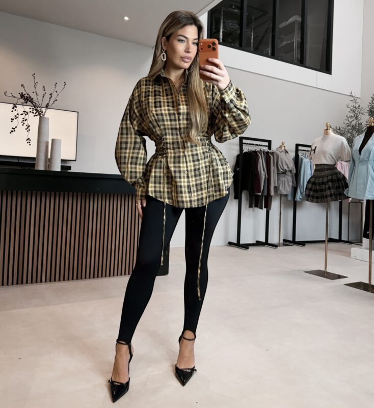 Avery Taille blouse - Black/Yellow