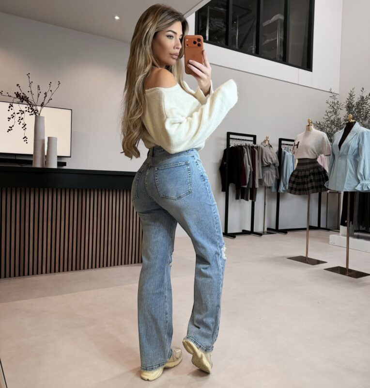 Ripped knee wide leg - Blue