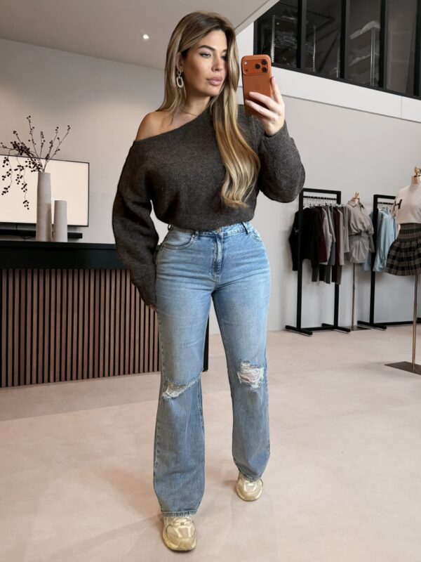 Serena Wool offshoulder sweater - Choco