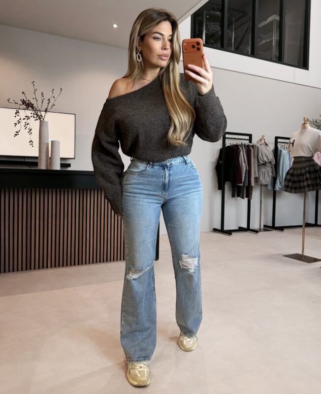 Serena Wool offshoulder sweater - Choco