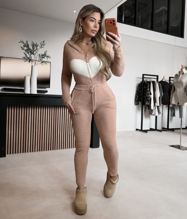 Teddy heart joggingsuit - Brown