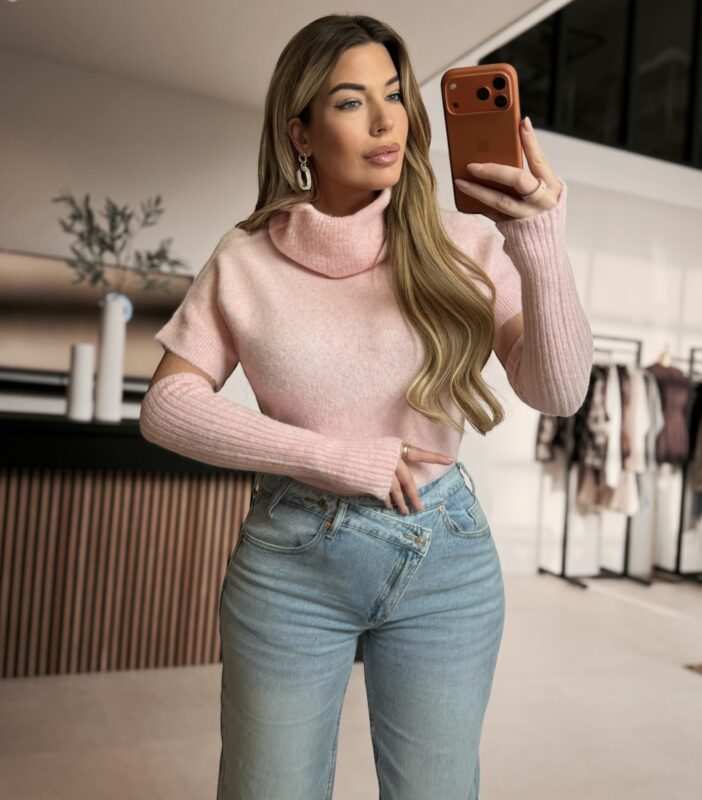 Knitted coll sleeve - Pink