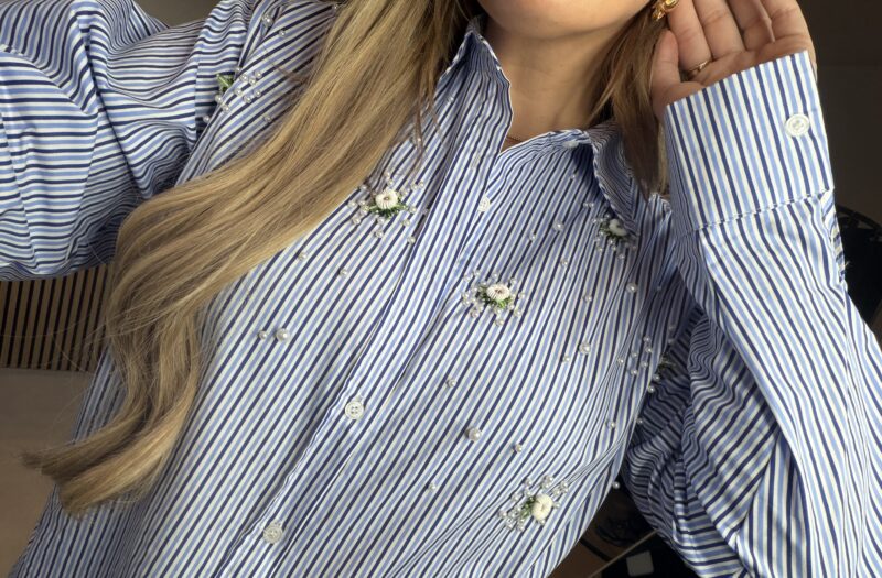 Striped Pearl blouse - Blue