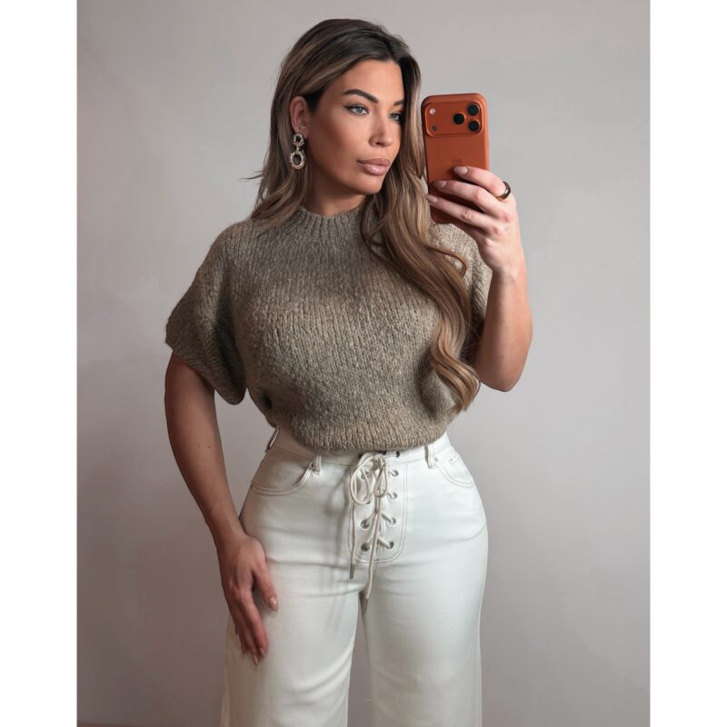 Knitted Tee sweater - Nude