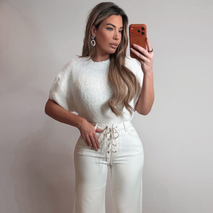 Knitted Tee sweater - White