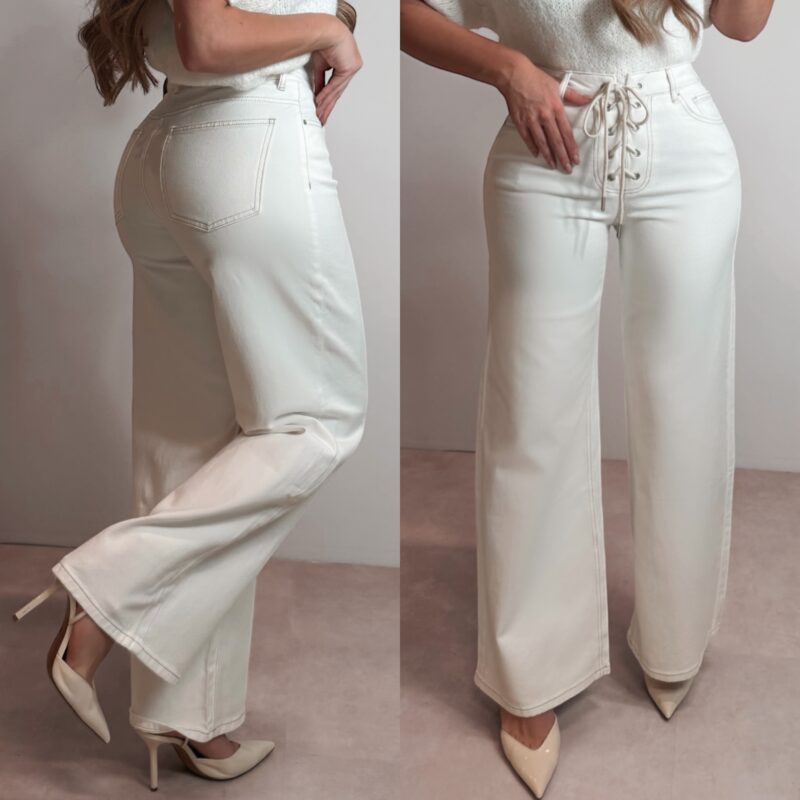 The Lace up jeans - Offwhite
