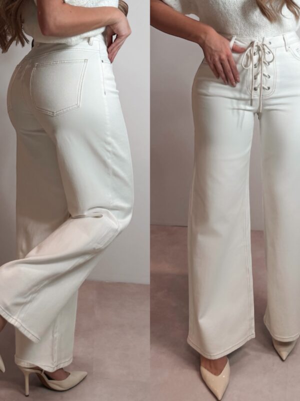 The Lace up jeans - Offwhite